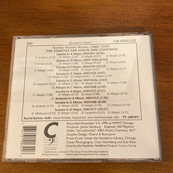 Gently used Rachel Barton, Violin. Handel The Sonatas for violin - Picture 2 of 4